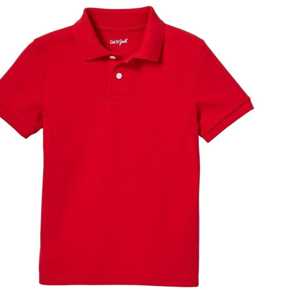 Boys Short Sleeve Interlock Polo Shirt - Cat & Jack, Red, X-Large (16) - Picture 1 of 5